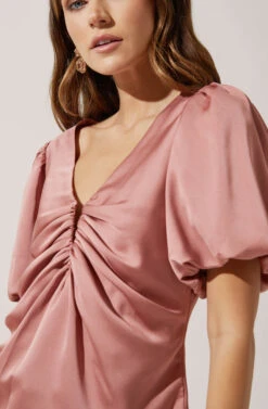 Deep V Balloon Sleeve Top -Astr The Label Shop AT16293 DARKBLUSH 3 4513f062 713d 4074 95b5 61250f08b871