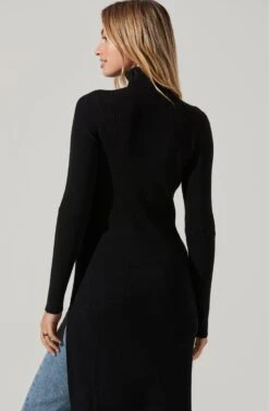 Hi Slit Turtleneck Sweater -Astr The Label Shop AT16295 BLACK 4