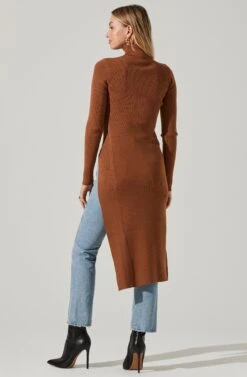 Hi Slit Turtleneck Sweater -Astr The Label Shop AT16295 CAMEL 6
