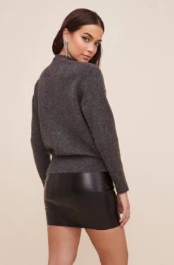 Pleated Wrap Sweater 35 Pleated Wrap Sweater -Astr The Label Shop AT16296 CHARCOAL 5