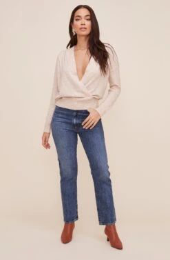 Pleated Wrap Sweater 21 Pleated Wrap Sweater -Astr The Label Shop AT16296 OATMEAL 1