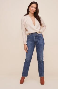 Pleated Wrap Sweater 23 Pleated Wrap Sweater -Astr The Label Shop AT16296 OATMEAL 5