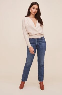 Pleated Wrap Sweater 22 Pleated Wrap Sweater -Astr The Label Shop AT16296 OATMEAL 6