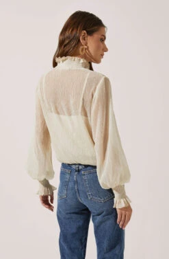 Mock Neck Long Sleeve Top -Astr The Label Shop AT16423 IVORY 4