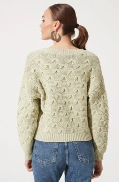 Pointelle Cardigan -Astr The Label Shop AT16543 PALE GREEN 1019