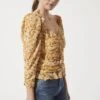 Ruched Sleeve Sweetheart Top 2 Ruched Sleeve Sweetheart Top -Astr The Label Shop AT16558 MUSTARD ORANGE DITSY 1021