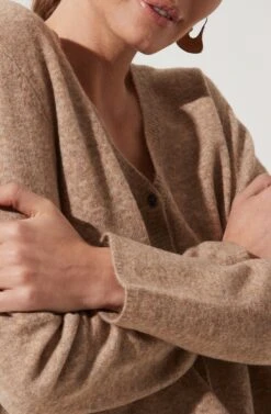 Long Sleeve Button Front Cardigan -Astr The Label Shop AT16569 NATURALL 1075