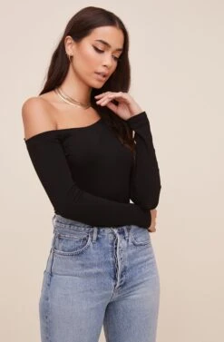 Kaia One Shoulder Bodysuit -Astr The Label Shop AT16630 BLACK 2