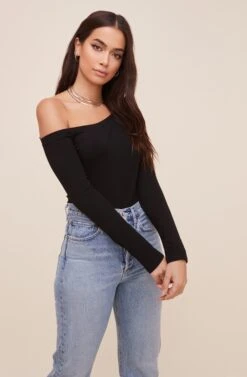Kaia One Shoulder Bodysuit -Astr The Label Shop AT16630 BLACK 3