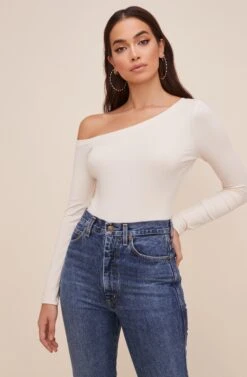 Kaia One Shoulder Bodysuit -Astr The Label Shop AT16630 ECRU 2