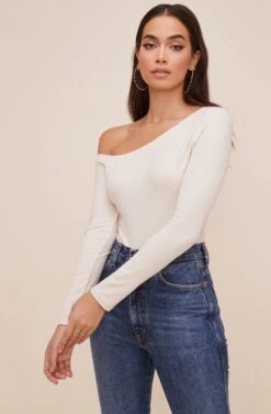 Kaia One Shoulder Bodysuit -Astr The Label Shop AT16630 ECRU 3