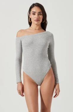 Kaia One Shoulder Bodysuit -Astr The Label Shop AT16630 HEATHERGREY 6