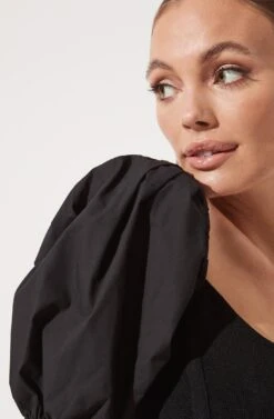 Puff Short Sleeve Top -Astr The Label Shop AT16690 BLACK 1038