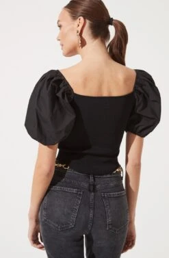 Puff Short Sleeve Top -Astr The Label Shop AT16690 BLACK 1039