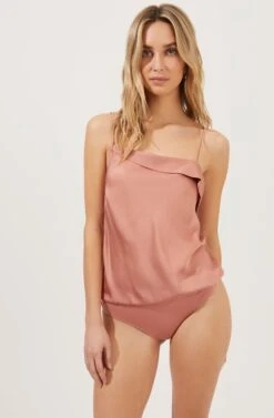 Drape Front Cami Bodysuit -Astr The Label Shop AT16694 DARKBLUSH 6