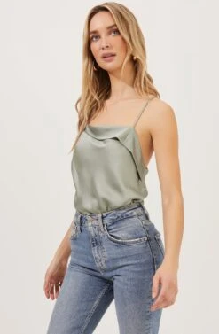 Drape Front Cami Bodysuit -Astr The Label Shop AT16694 SAGE 2
