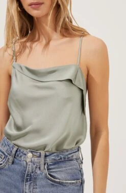 Drape Front Cami Bodysuit -Astr The Label Shop AT16694 SAGE 3