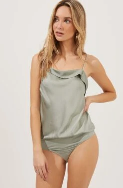 Drape Front Cami Bodysuit -Astr The Label Shop AT16694 SAGE 6