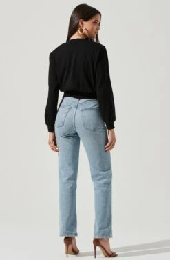 Volume Shoulder Sweatshirt -Astr The Label Shop AT16708L BLACK 3