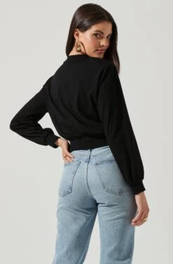 Volume Shoulder Sweatshirt -Astr The Label Shop AT16708L BLACK 4