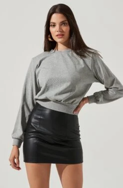 Volume Shoulder Sweatshirt -Astr The Label Shop AT16708L HEATHERGREY 2
