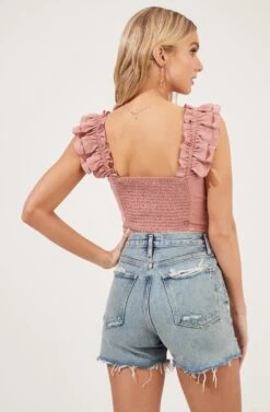 Ruched Button Front Top -Astr The Label Shop AT16724 BLUSH 6