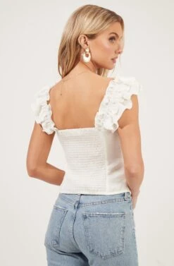 Ruched Button Front Top -Astr The Label Shop AT16724 IVORY 6