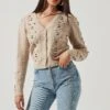 Floral Embroidered Cable Knit Cardigan