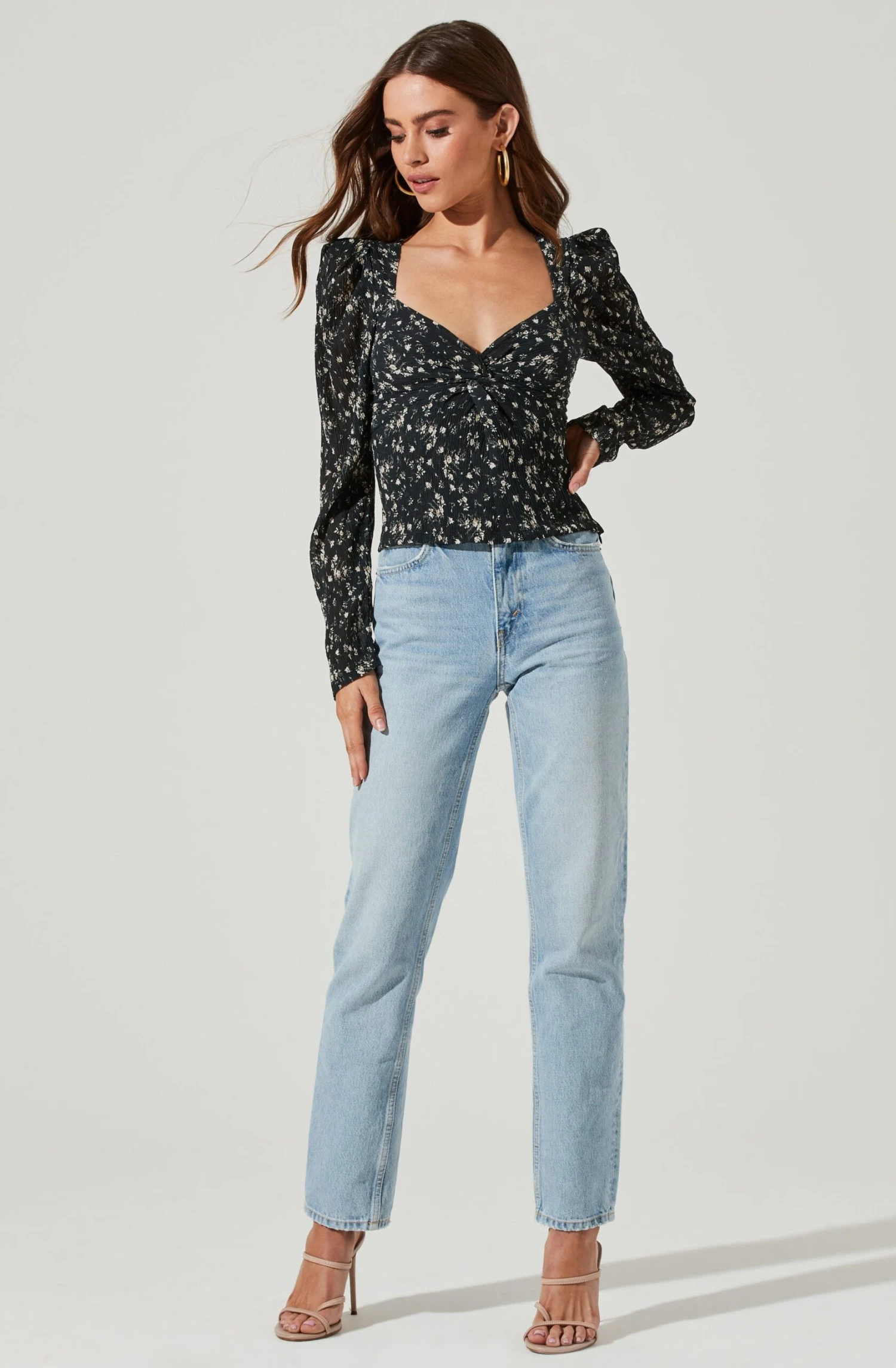 Long Sleeve Floral Cinched Bust Top 6 Long Sleeve Floral Cinched Bust Top - Image 4