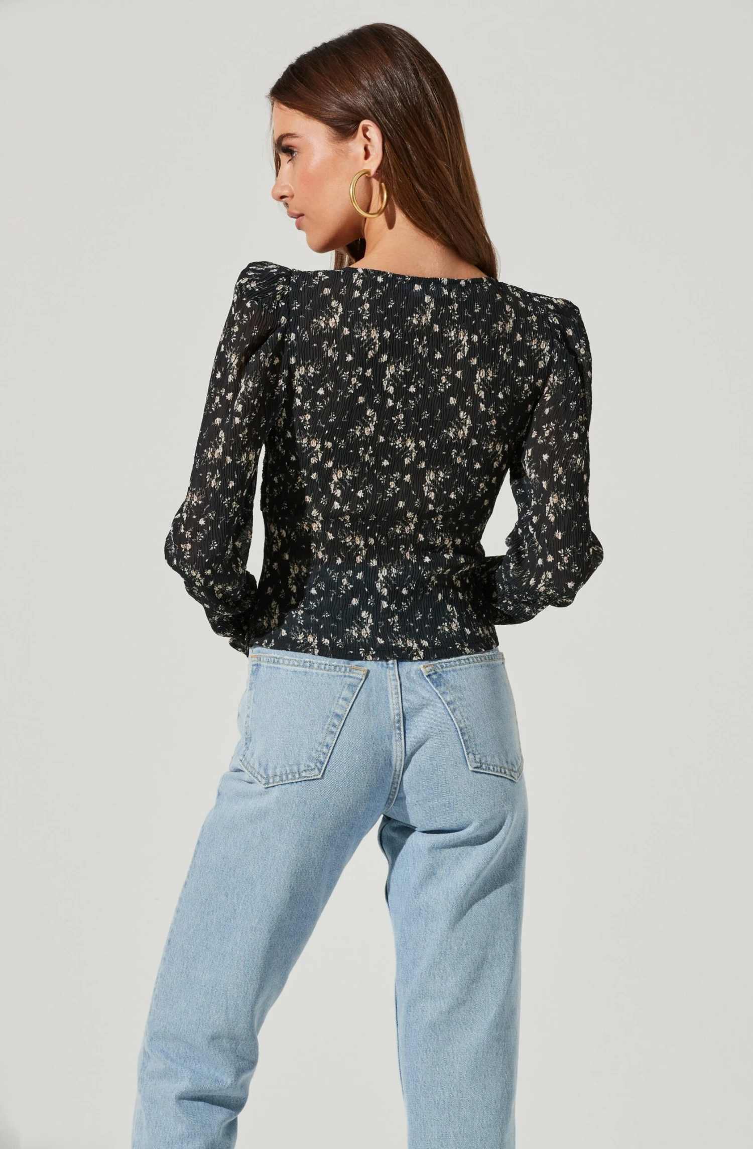 Long Sleeve Floral Cinched Bust Top 8 Long Sleeve Floral Cinched Bust Top - Image 6