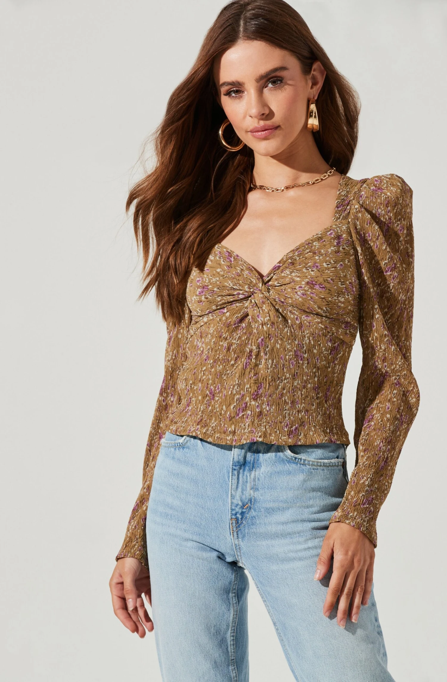 Long Sleeve Floral Cinched Bust Top 10 Long Sleeve Floral Cinched Bust Top - Image 8