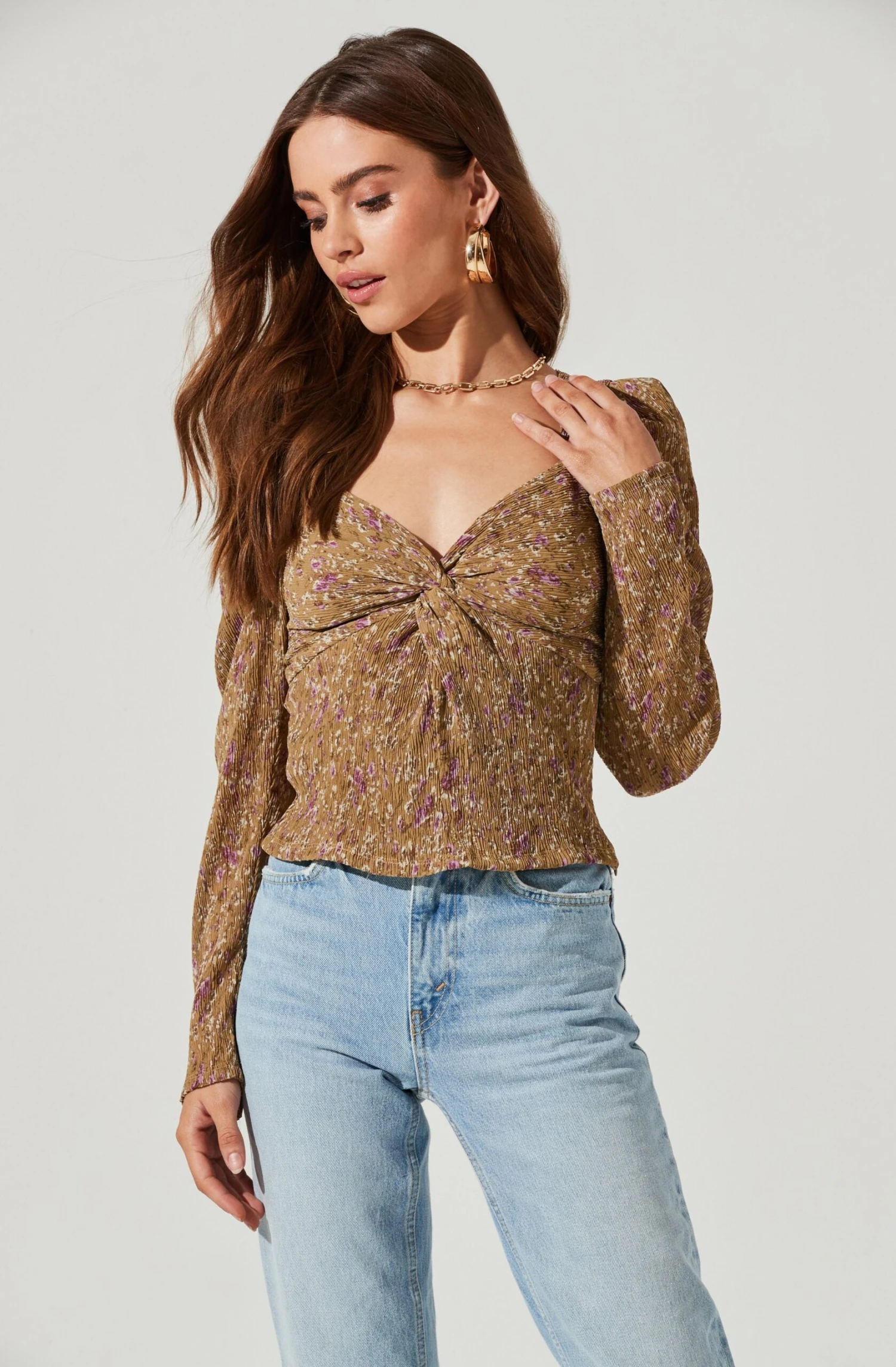 Long Sleeve Floral Cinched Bust Top 9 Long Sleeve Floral Cinched Bust Top - Image 7