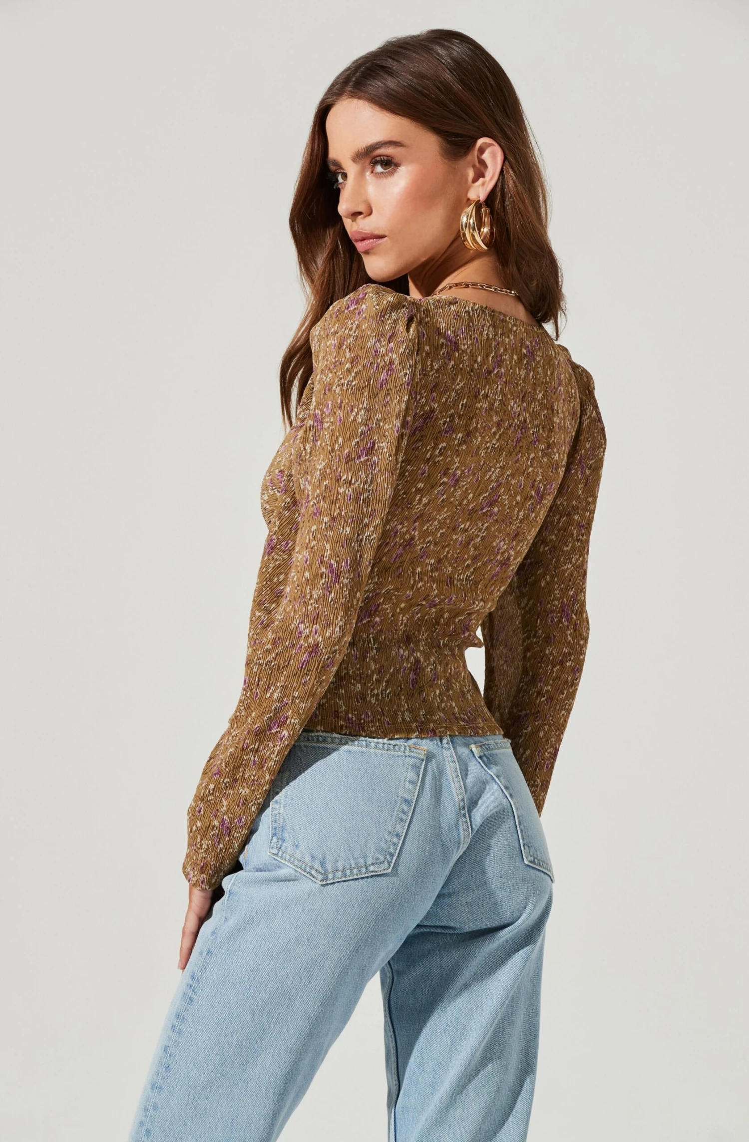 Long Sleeve Floral Cinched Bust Top 14 Long Sleeve Floral Cinched Bust Top - Image 12