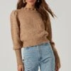 Scallop Hem Pom Pom Neck Sweater 1 Scallop Hem Pom Pom Neck Sweater -Astr The Label Shop AT16922 BISCUIT 0138