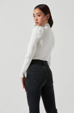 Front Cutout Long Sleeve Sweater Bodysuit -Astr The Label Shop AT16941 CREAM 1083