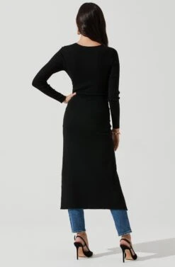Hi Slit Cross Front Sweater -Astr The Label Shop AT16985 BLACK 2148