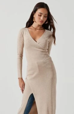 Hi Slit Cross Front Sweater -Astr The Label Shop AT16985 CREAM 1212