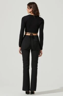 Tie Waist Wrap Sweater -Astr The Label Shop AT17019 BLACK 3