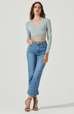 Tie Waist Wrap Sweater -Astr The Label Shop AT17019 SAGE 1