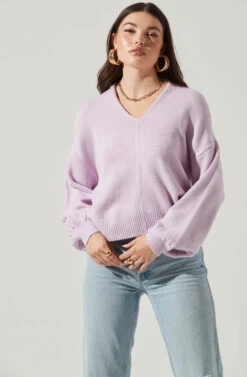 Back Cutout Sweater -Astr The Label Shop AT17037 LILAC 3