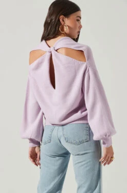 Back Cutout Sweater -Astr The Label Shop AT17037 LILAC 6