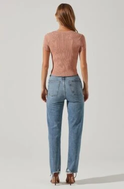 Cap Sleeve Ribbed Sweetheart Top 14 Cap Sleeve Ribbed Sweetheart Top -Astr The Label Shop AT17074 MAUVE 5