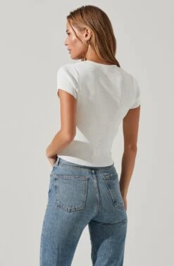 Cap Sleeve Ribbed Sweetheart Top 19 Cap Sleeve Ribbed Sweetheart Top -Astr The Label Shop AT17074 WHITE 3