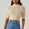 Crochet Boxy Cowl Neck Sweater -Astr The Label Shop AT17087 OATMEAL 2