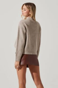 Button Slit Front Sweater 13 Button Slit Front Sweater -Astr The Label Shop AT17092 TAUPE 5