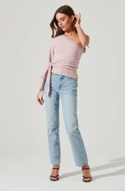 One Sleeve Side Wrap Sweater -Astr The Label Shop AT17093 ICYPINK 2021