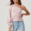 One Sleeve Side Wrap Sweater -Astr The Label Shop AT17093 ICYPINK 2024