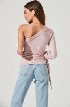One Sleeve Side Wrap Sweater -Astr The Label Shop AT17093 ICYPINK 2032