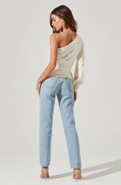 One Sleeve Side Wrap Sweater -Astr The Label Shop AT17093 OFFWHITE 1687