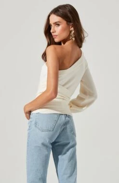 One Sleeve Side Wrap Sweater -Astr The Label Shop AT17093 OFFWHITE 1690